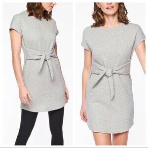 Athleta Embrace Sweatshirt Mini Dress T-Shirt Belted Gray Cotton XS
